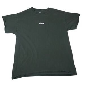 Obey Center Logo T-shirt Green Women's Size Large